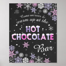 Hett Chocolate Pub Sign Rosa Lila snöflingor