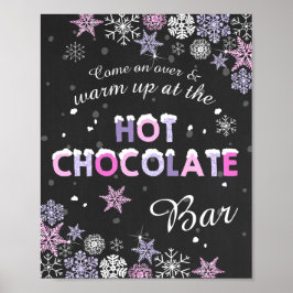 Hett Chocolate Pub Sign Rosa Lila snöflingor Poster