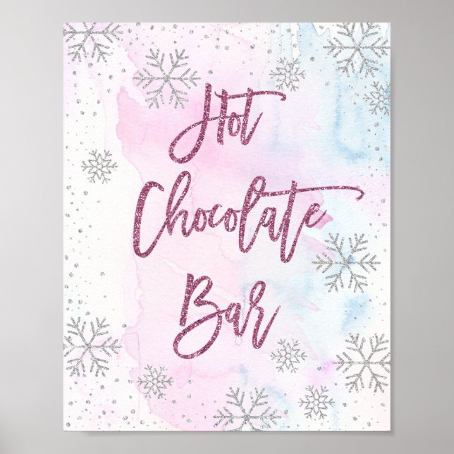 Hett Chocolate Pub Snowflake Glitter Magenta Poster (Framsidan)