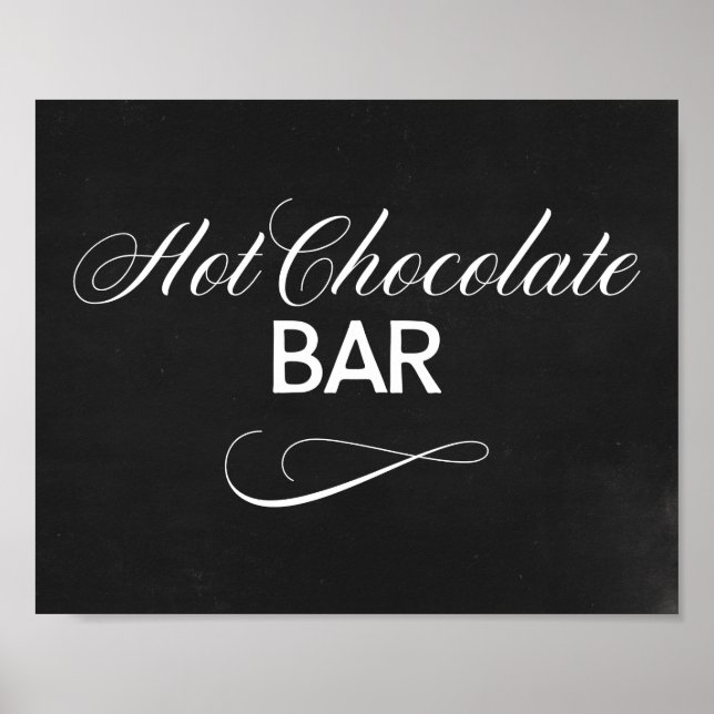 Hett Chocolate Pub-tecken med svart bakgrund Poster (Framsidan)