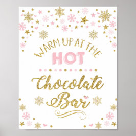 Hett Chocolate Pub Winter Snowflake Rosa Guld Part Poster