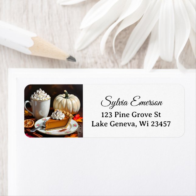Hett Chocolate, Pumpkin Paj och Spice Autumn Returadress Etikett (Insitu)