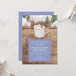 Hett Chocolate Rustic Baby Det är Kall Blue Shower Inbjudningar