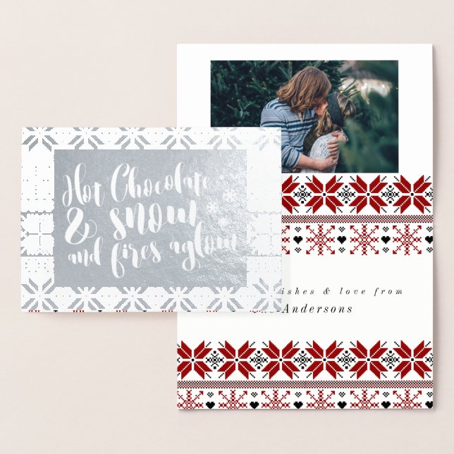 Hett Chocolate & Snö Rhyme Design Folierat Kort (Display)