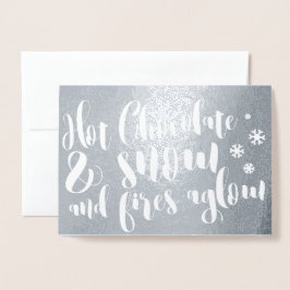 Hett Chocolate & Snö Rhyme Typography Design Folierat Kort