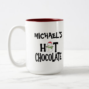 Hett Chocolate Snögubbe för barn & custom Name Två-Tonad Mugg
