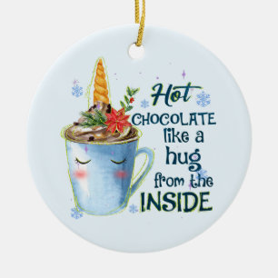 Hett Chocolate Unicorn Mysigt Unicorn Winter Julgransprydnad Keramik