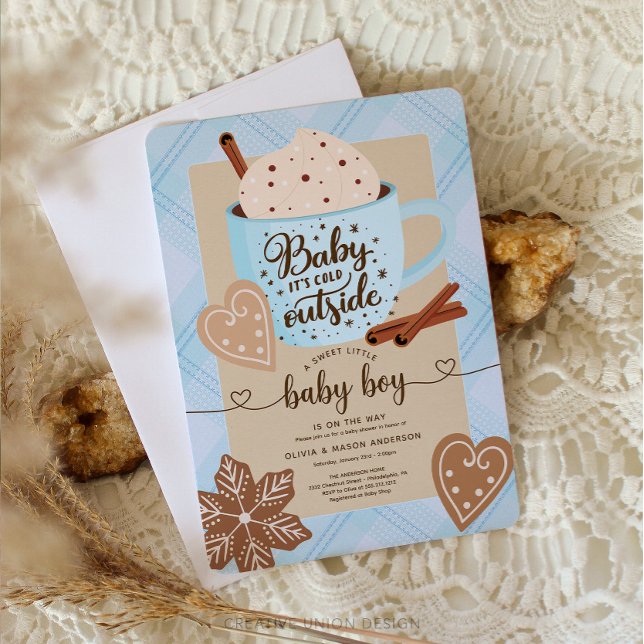 Hett Chocolate Winter Baby Shower Boy Baby Inbjudningar (Skapare uppladdad)