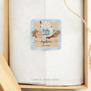 Hett Chocolate Winter Baby Shower Boy Fyrkantigt Klistermärke