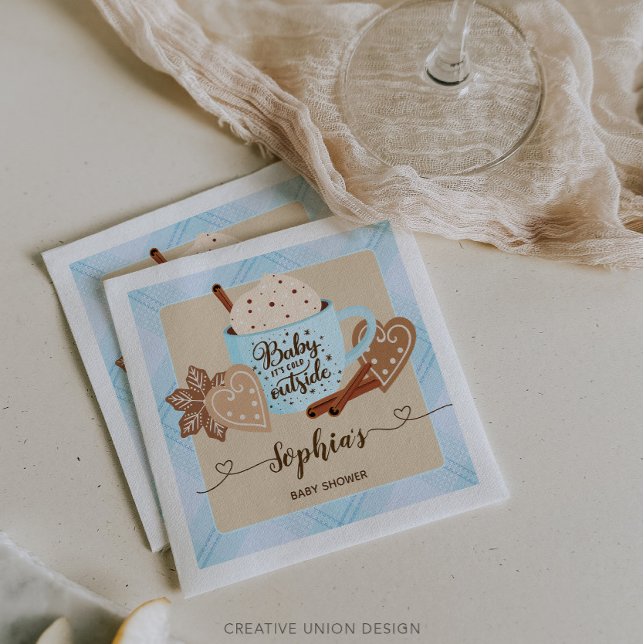 Hett Chocolate Winter Baby Shower Boy Pappersservett (Skapare uppladdad)