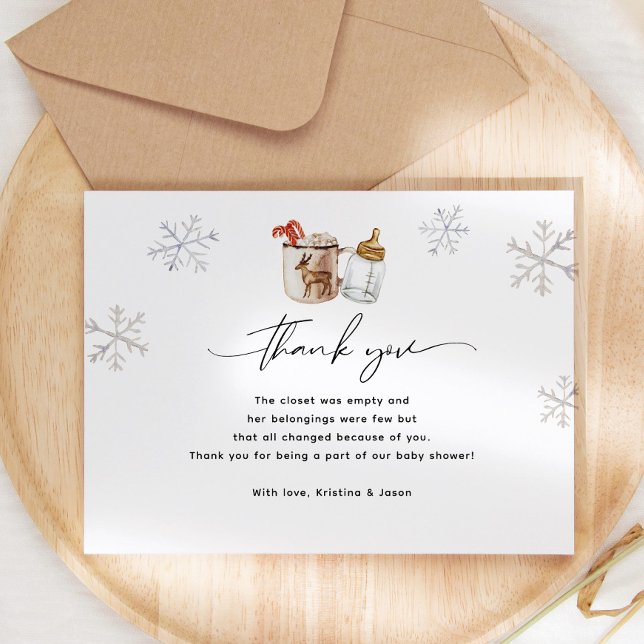 Hett Chocolate Winter Baby Shower Tack Kort (Skapare uppladdad)