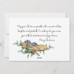 Hett Chocolate with Cookies and Greenery Flat Phot Julkort