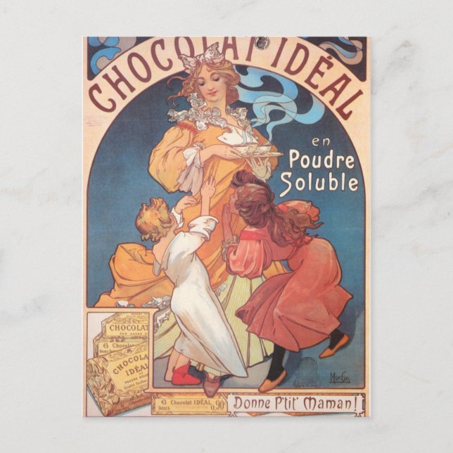 Hett Chocolate Woman Dam Vintage Postcard Vykort (Framsida)