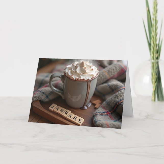 Hett Choklad för januari födelsedag Kort (Framsida)
