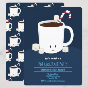 Hett Choklad Hett Cocoa Blue White Julafton Party Inbjudningar