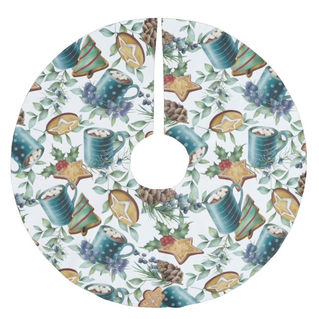 Hett choklad, julkakor och Greenery Julgransmatta Borstad Polyester (Framsidan)