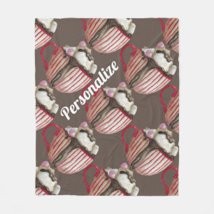 Hett choklad marshmallow cocoa sundae röd brun fleecefilt