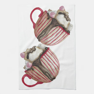 Hett choklad och marshmallow kakaosundae kökshandduk