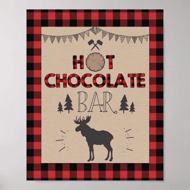 Hett Choklad Pub Sign Lumberjack Cocoa bord-skylt Poster (Framsidan)