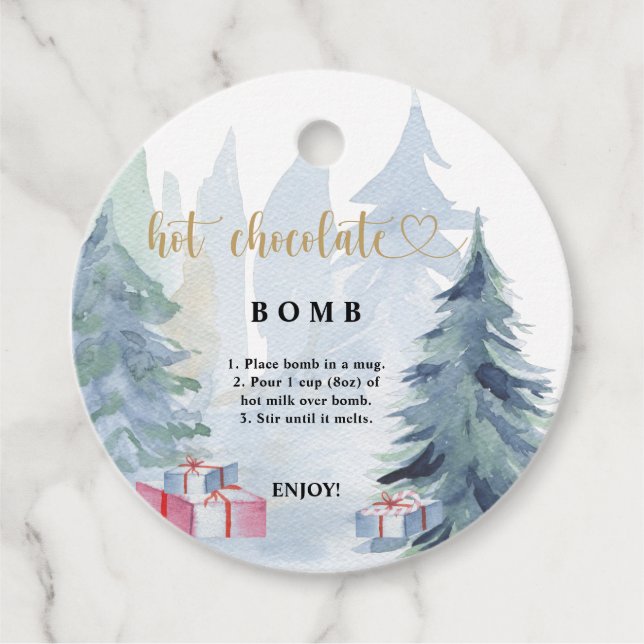 Hett chokladbomben märkre. Kakaobomber av vinterty Gåvor Etiketter (Framsida)