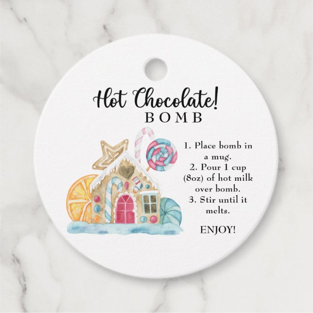 Hett chokladbomben märkre. Kakaobomber av vinterty Gåvor Etiketter (Framsida)
