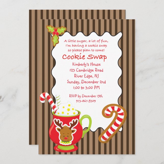 Hett Coco & Cookies Cookie Swap/Exchange-inbjudan Inbjudningar (Fram/baksida)