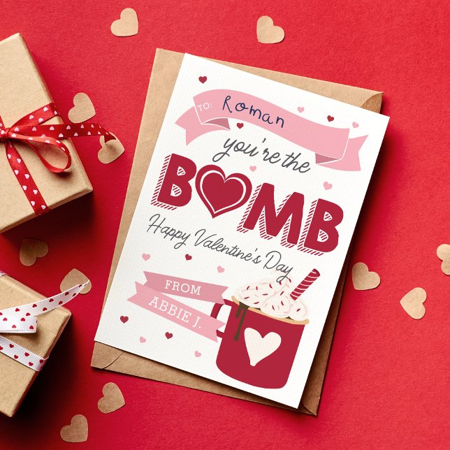 Hett Cocoa Bomb Classroom Valentines day Card Inbjudningar (Skapare uppladdad)