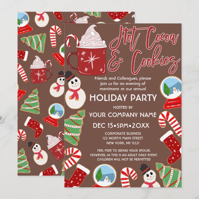 Hett Cocoa Cookies Illustration jul Corporate Inbjudningar (Fram/baksida)