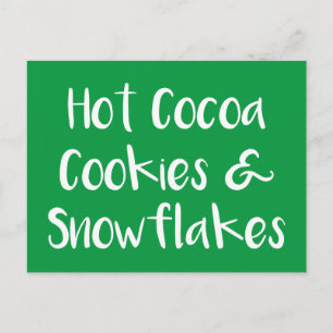 Hett Cocoa Cookies och Snöflingor Postcards Vykort