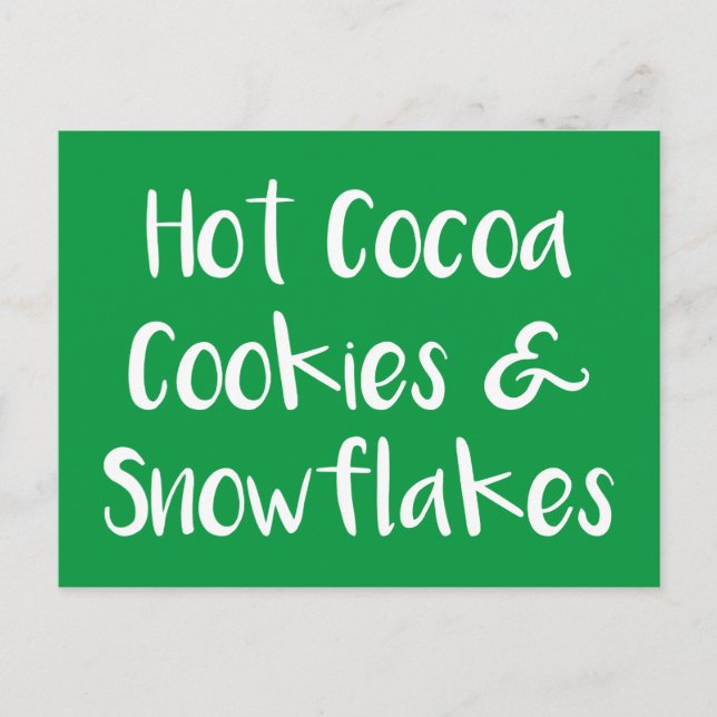 Hett Cocoa Cookies och Snöflingor Postcards Vykort (Framsida)
