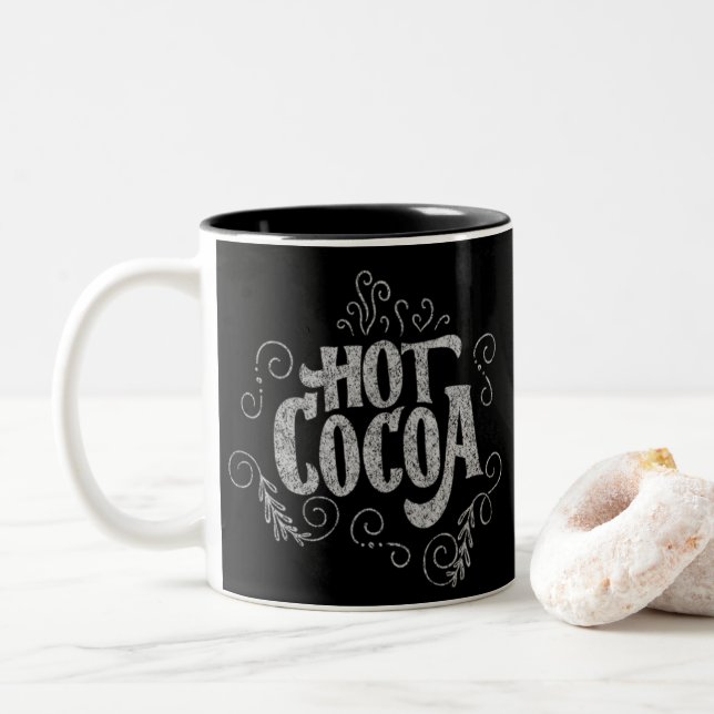 Hett Cocoa Hand Lettering Chalkboard Två-Tonad Mugg (Med munk)