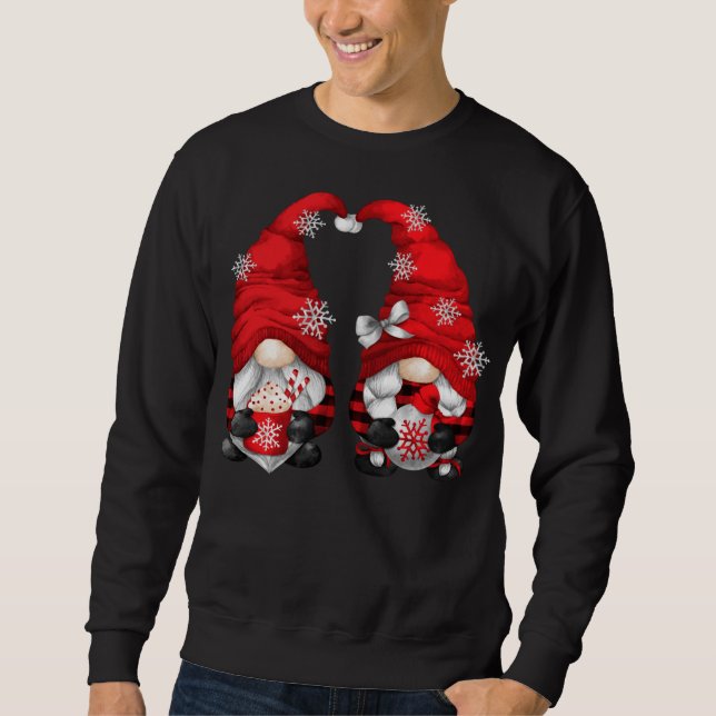 Hett Cocoa Julafton Gnomes for FUNNY Matching Fami Lång Ärmad Tröja (Framsida)