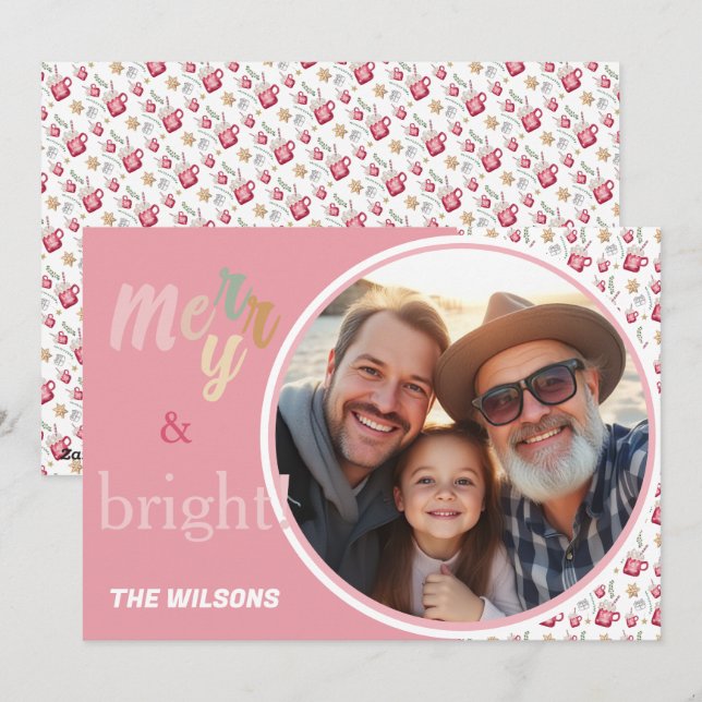 Hett Cocoa Julfest Watercolor Art Julkort (Fram/baksida)