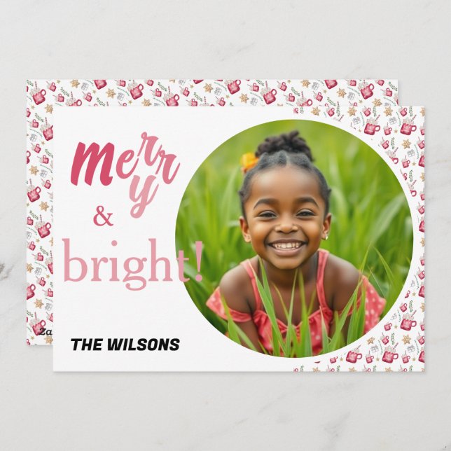 Hett Cocoa Julfest Watercolor Art Julkort (Fram/baksida)