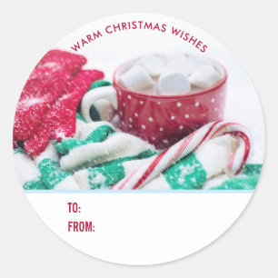 Hett Cocoa Marshmallow & Candy cane julgåva Runt Klistermärke