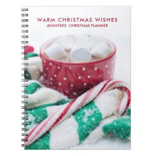 Hett Cocoa Marshmallow och Candy cane jul Anteckningsbok