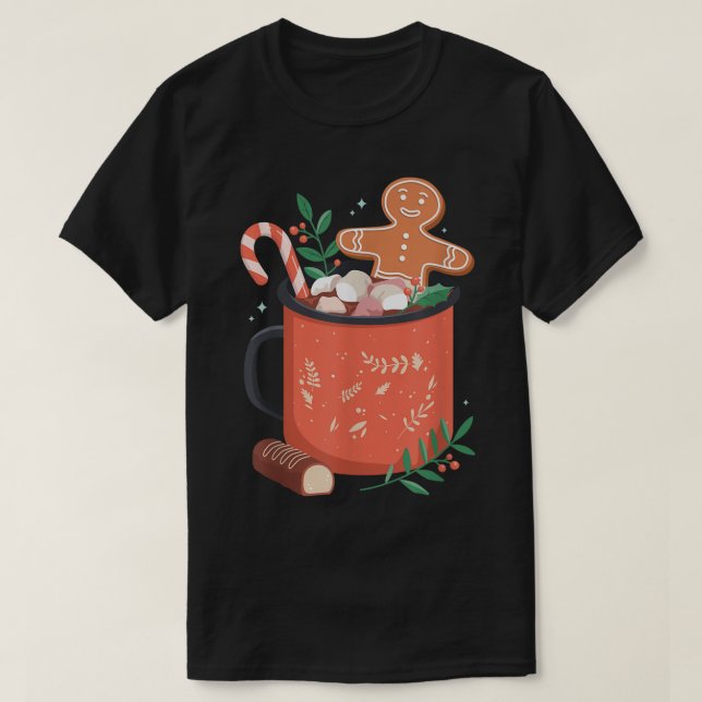 Hett Cocoa Mugg Gingertea Cookie Julafton jul Ho T Shirt (Design framsida)