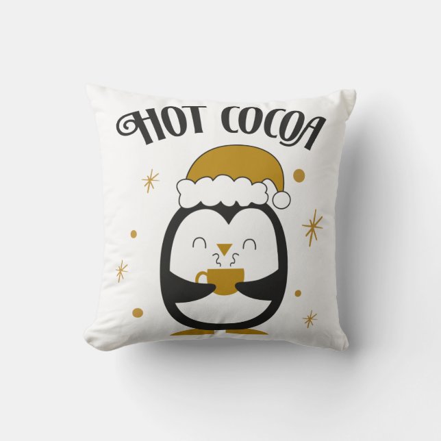 Hett Cocoa Penguin Kudde (Framsida)