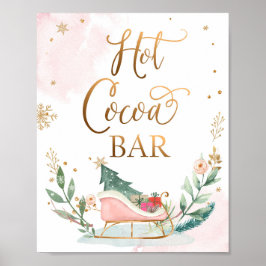 Hett Cocoa Pub Chocolate Sleigh Girl Birthday Sign Poster