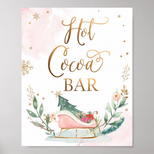 Hett Cocoa Pub Chocolate Sleigh Girl Birthday Sign Poster (Framsidan)