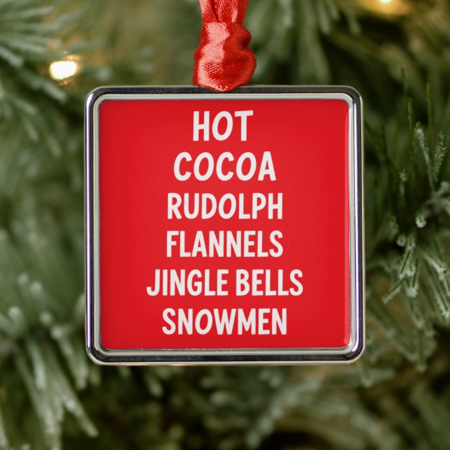 Hett Cocoa Rudolph Flannels Jingle Klockor Santa Julgransprydnad Metall (Träd)