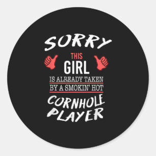 Hett Cornhole Player Funny Runt Klistermärke