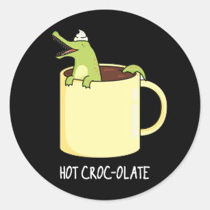 Hett Croc colate Funny Crocodile Pun Mörk BG Runt Klistermärke