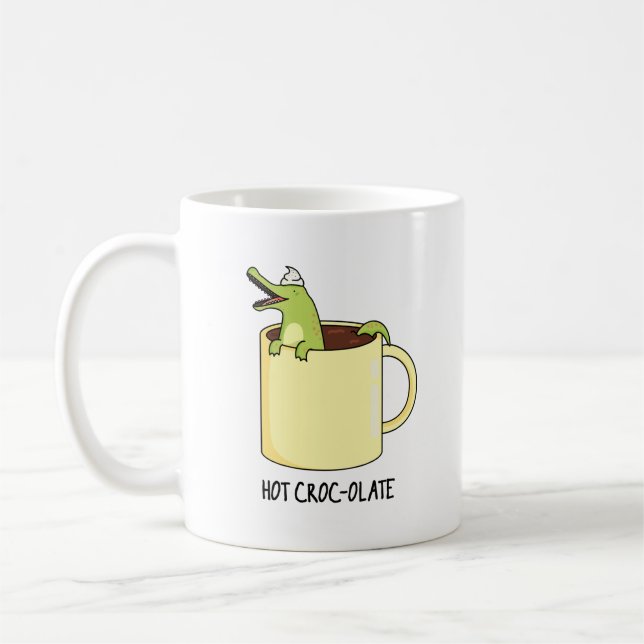 Hett Croc colate Funny Crokodile Pun Kaffemugg (Vänster)