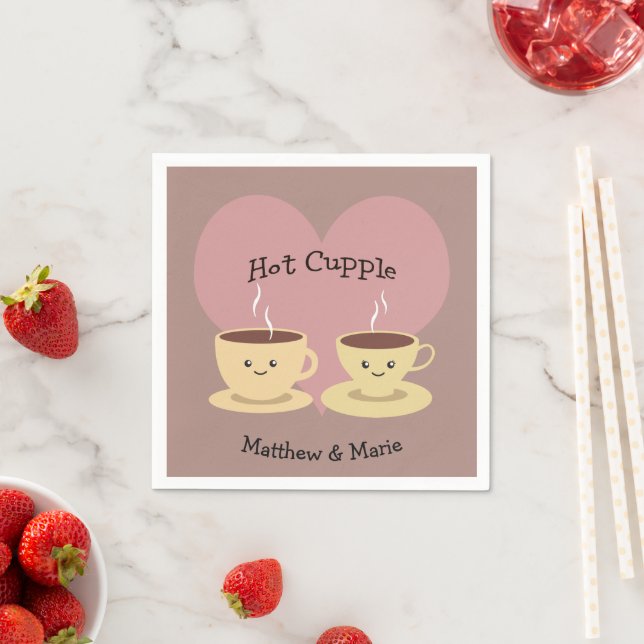 Hett Cupple Coffee Kärlek Pun Pappersservett (Insitu)