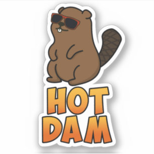 Hett Dam Funny Coola Beaver Pun Klistermärken