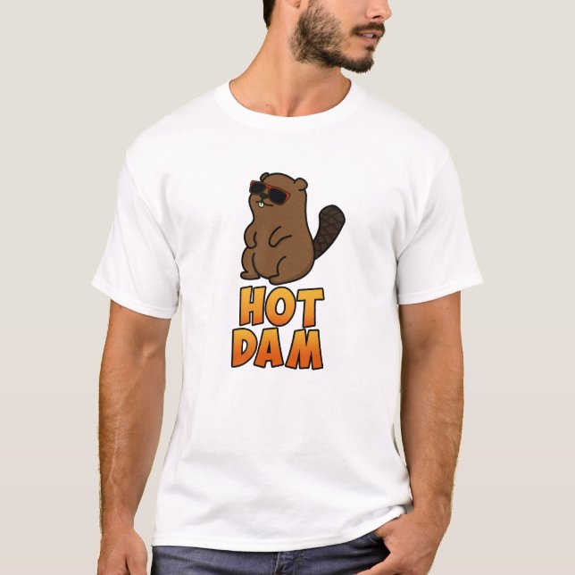 Hett Dam Funny Coola Beaver Pun T Shirt (Framsida)