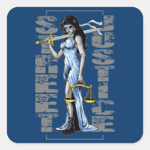 Hett Dam Justice by Street Justice Fyrkantigt Klistermärke