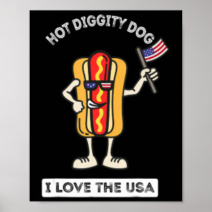 Hett Diggity Hund juli 4 Patriotic BBQ Picnic Cook Poster