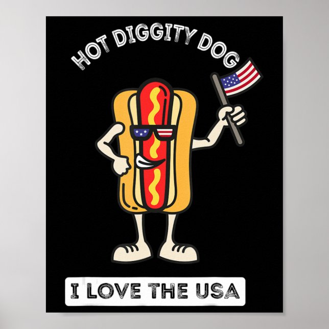 Hett Diggity Hund juli 4 Patriotic BBQ Picnic Cook Poster (Framsidan)
